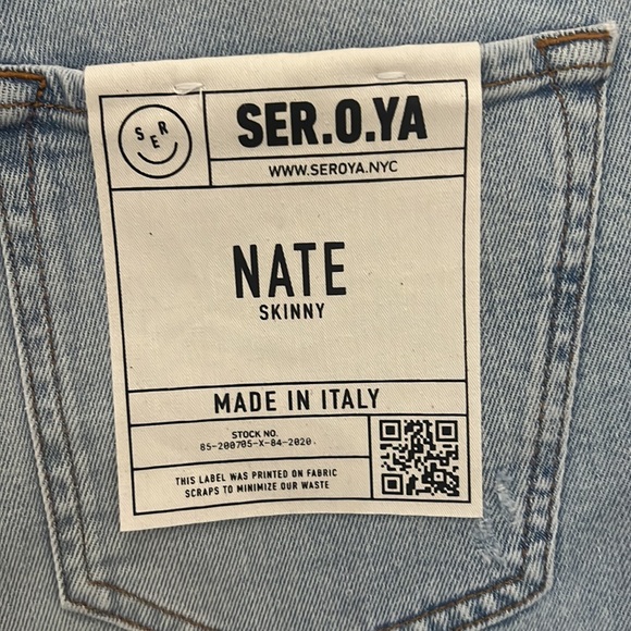 SER.O.YA Nate skinny jeans, coastline size 30 NWT - Picture 9 of 9